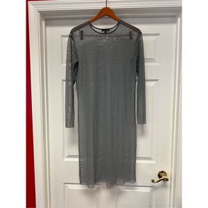 Universal Standard Sheer Gray Long Sleeve Over Dress sz XXS EUC